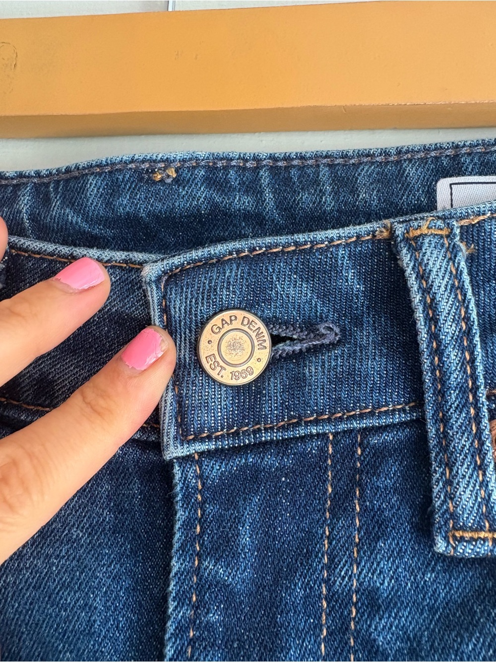 GAP High Rise Stride Wide Leg Jeans 26P Petite Medium Indigo - Picture 7 of 10